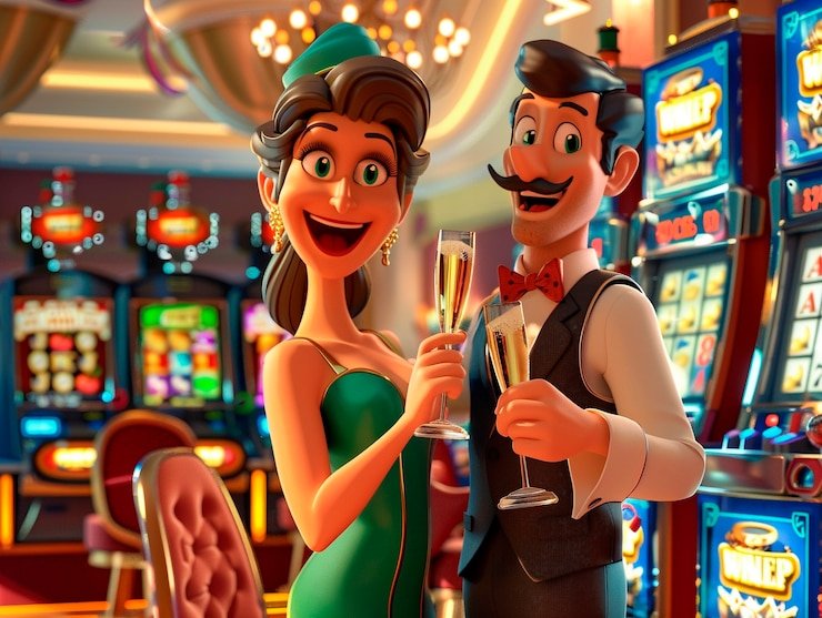 Ilustrasi gulungan slot bernuansa emas